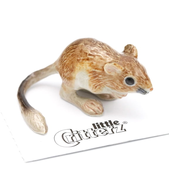 Little Critterz Rodent Kangaroo Rat Jumps "Fresno" - Hand-painted Home Decor Animal Decorative Figurine - Miniature Porcelain Figurine