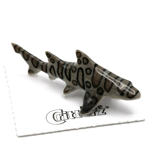 Little Critterz Shark Leopard Shark La Jolla - Handcrafted Home Decor Reptile Decorative Figurine - Miniature Porcelain Figurine