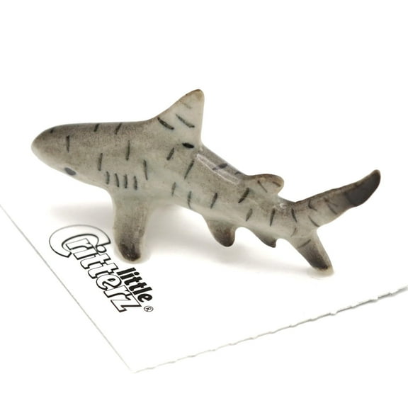Little Critterz Shark Tiger Shark "Galeos" Reptile - Handcrafted Birthday Gift Collectible Figurine - Miniature Porcelain Figurine