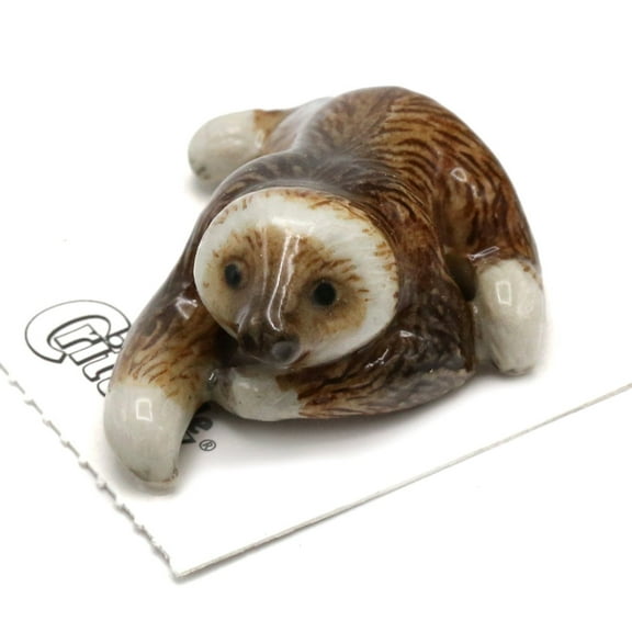 Little Critterz Two-Fingered Sloth "Millie" Hand-painted - Home Decor Animal Decorative Figurine Birthday Gift - Miniature Porcelain Figurine