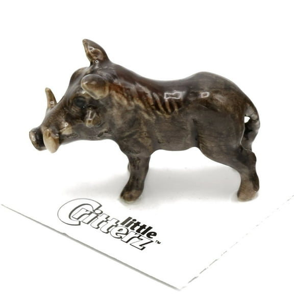 Little Critterz Warthogs Pig "Nairobi" Animal - Hand-painted Home Decor Animal Decorative Figurine - Miniature Porcelain Figurine