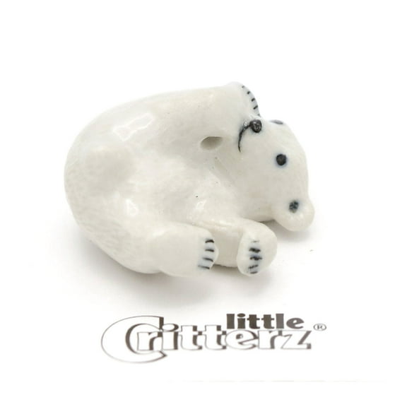 Little Critterz White Polar Bear Cub Nanuk Animal - Hand-painted Home Decor Animal Decorative Figurine - Miniature Porcelain Figurine