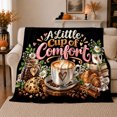 thumbnail image 1 of Little Cup Of Comfort Coffee Still Life Autumn, Playful Food Art Scene, Warm Flannel Blanket for Ranch House and Living Room, Art Lovers Thanksgiving Gift, Playful Home Decor, 1 of 9