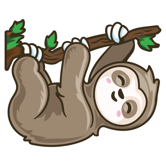 Little Cute Sloth on a Branch Artwork Vinyl Wall Decal - Beautiful Art of a Zoo Animal with Creative Design for Kid's and Nursery Room Wall Decoration 20" x 18"