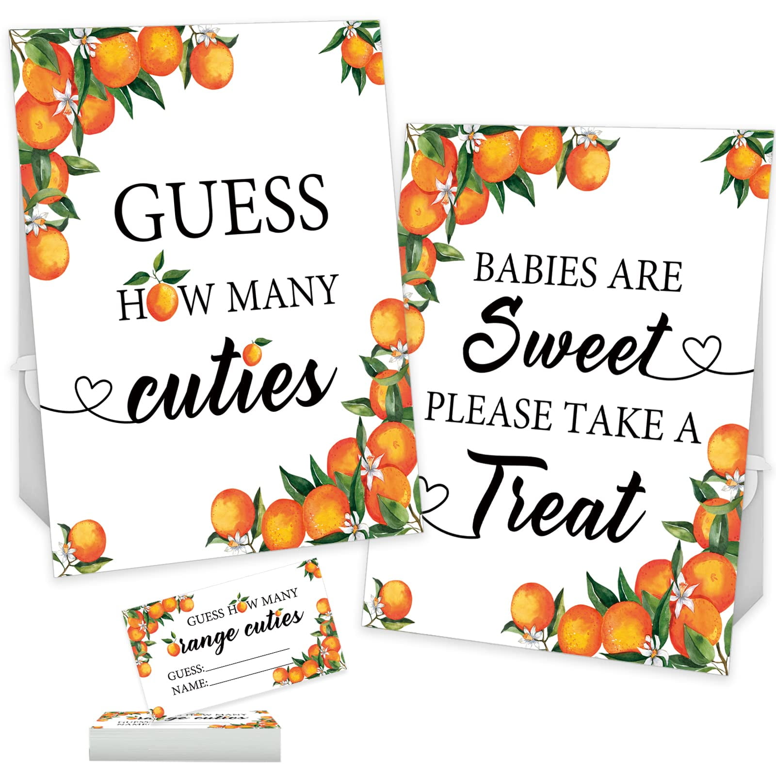 Little Cutie Baby Shower Candy Guessing Game, Orange Theme Guess How Many Cuties Standing Sign
