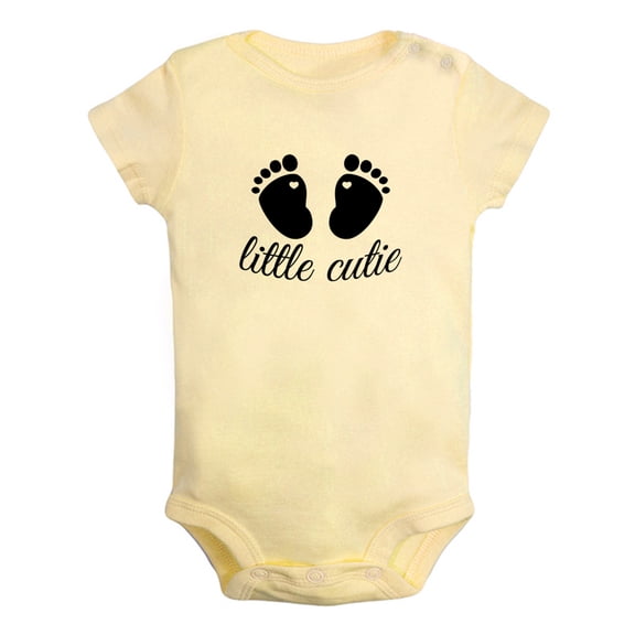 Little Cutie Funny Rompers For Babies, Newborn Baby Unisex Bodysuits, Infant Jumpsuits, Toddler 0-24 Months Kids One-Piece Oufits (Yellow, 0-6 Months)