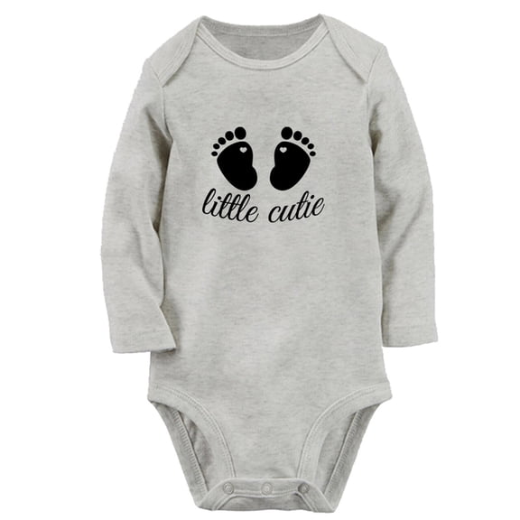 Little Cutie Funny Rompers, Newborn Baby Unisex Bodysuits, Infant Jumpsuits, Toddler 0-12 Months Kids Long Sleeves Oufits (Gray, 0-6 Months)