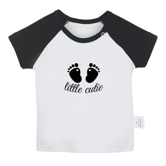 Little Cutie Novelty T shirt For Baby, Newborn Babies T-shirts, Infant Tops, 0-24M Kids Graphic Tees Clothing (Short Black Raglan T-shirt, 6-12 Months)