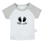 Little Cutie Novelty T shirt For Baby, Newborn Babies T-shirts, Infant Tops, 0-24M Kids Graphic Tees Clothing Short Gray Raglan T-shirt, 0-6 Months