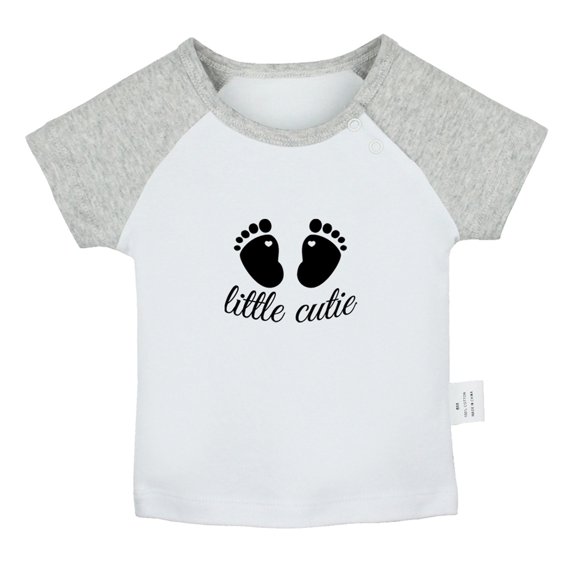 Little Cutie Novelty T shirt For Baby, Newborn Babies T-shirts, Infant Tops, 0-24M Kids Graphic Tees Clothing (Short Gray Raglan T-shirt, 6-12 Months)