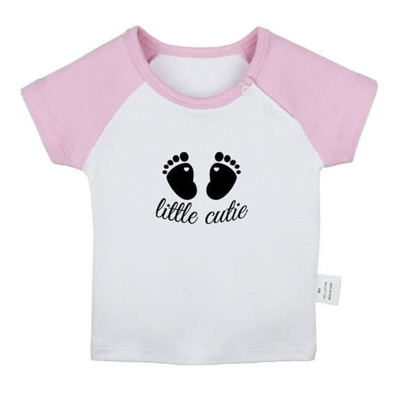 Little Cutie Novelty T shirt For Baby, Newborn Babies T-shirts, Infant Tops, 0-24M Kids Graphic Tees Clothing (Short Pink Raglan T-shirt, 6-12 Months)