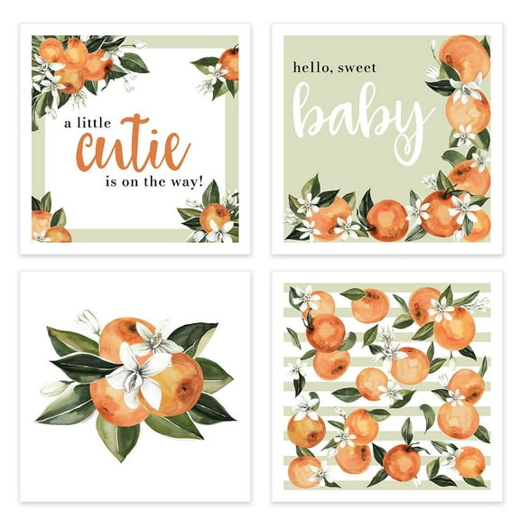 Little Cutie Party Napkins / 48 Beverage Napkins / Four Adorable Clementine Designs / 4 3/4" x 4 3/4" Baby Shower Napkin Set / Made In The USA