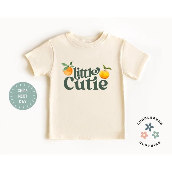 Little Cutie Toddler Shirt - Retro Orange Kids Shirt - Cute Girls Fruit Tee - Natural Kids Tee - Summer Shirt, New Born, Baby Shower Gift, New Parents Gift