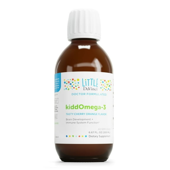 Little DaVinci KiddOmega-3 Liquid - Support Immune System & Brain* - Cherry Orange Flavor - 40 Servings - 200 ml
