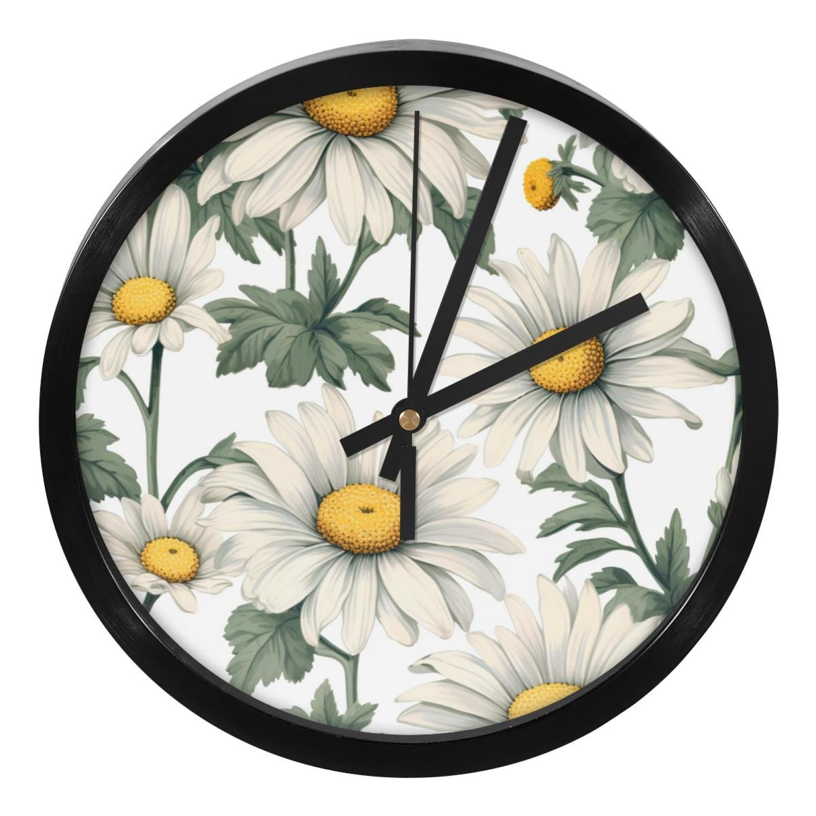 Little Daisy 9.8 Inch Silent Round Digital Wall Clock, Battery Operated, Easy to Read for