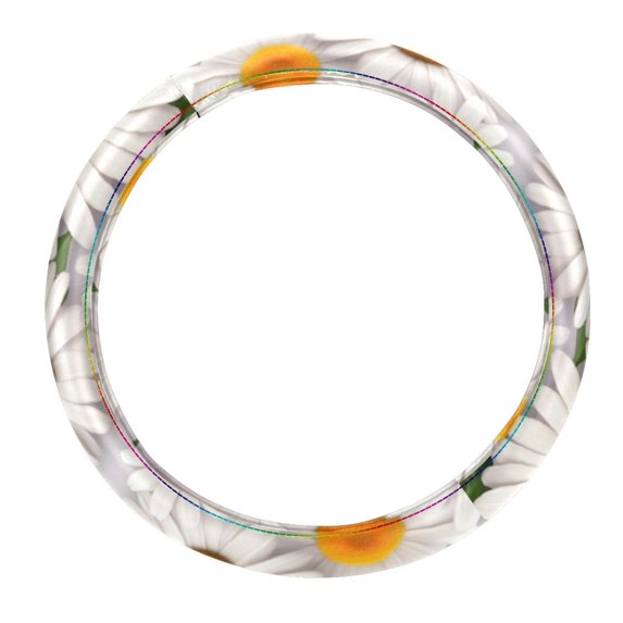 Little Daisy Printed 14.5 Inch PVC Leather Steering Wheel Cover - Auto Accessories for Car Wheel Covers