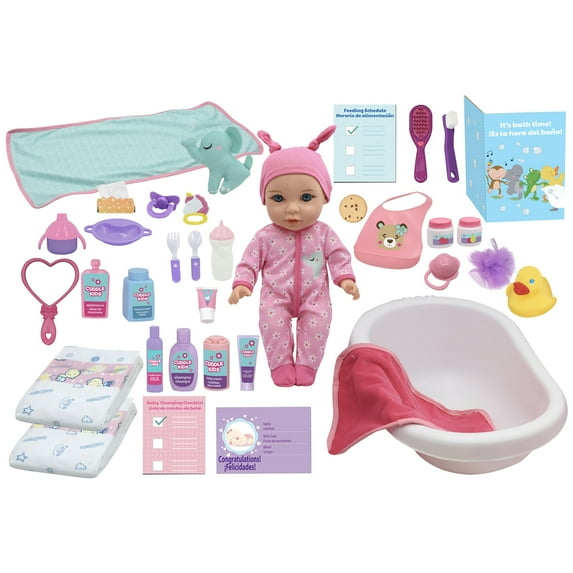 Little Darlings Baby Doll Feed & Care Deluxe Playset w/ 15in Baby Doll & 35 Accessories