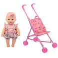 thumbnail image 1 of Little Darlings: Out For A Stroll - Cupcake Lollipop Pink & Blue Outfit - 12" Baby Doll & Foldable Toy Stroller, Soft Body, Treats Design, Kids Age 3+, 1 of 7