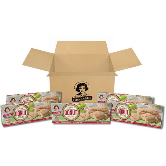 Little Debbie Apple Cinnamon Donut Sticks, 30 Apple Cinnamon-Flavored Donut Sticks (5 Boxes), 45.4 oz