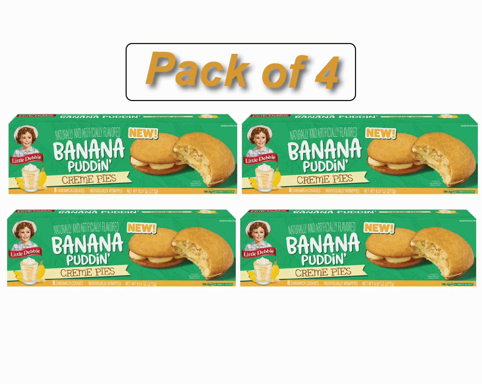 Little Debbie Banana Puddin' Creme Pies (Pack of 4)