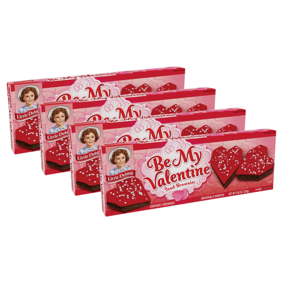 Little Debbie Be My Valentine Iced Chocolate Brownies, 4 Boxes, 20 Brownies
