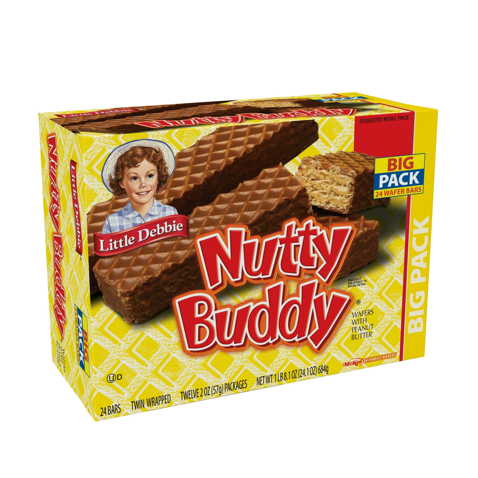 Little Debbie Big Nuddy Buddy Wafer Bars 24.1 oz 24 count (Pack of 6)