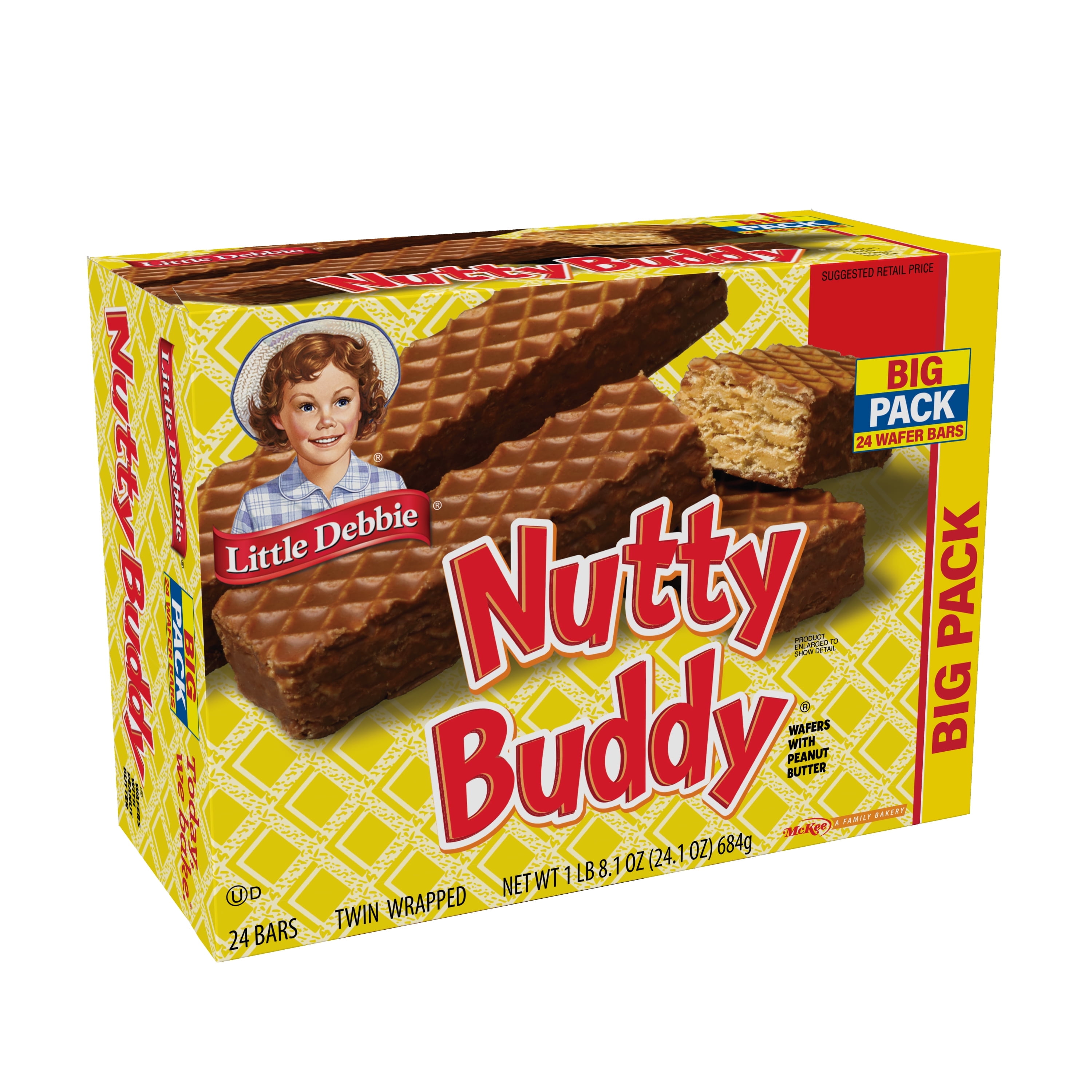 Little Debbie Big Pack Nuddy Buddy Wafer Bars, 24.1 oz (24 count)
