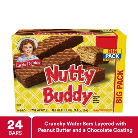 Little Debbie Big Pack Nuddy Buddy Wafer Bars, 24.1 oz (24 count)
