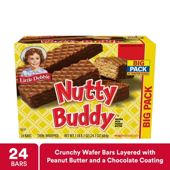 Little Debbie Big Pack Nuddy Buddy Wafer Bars, 24.1 oz (24 count)