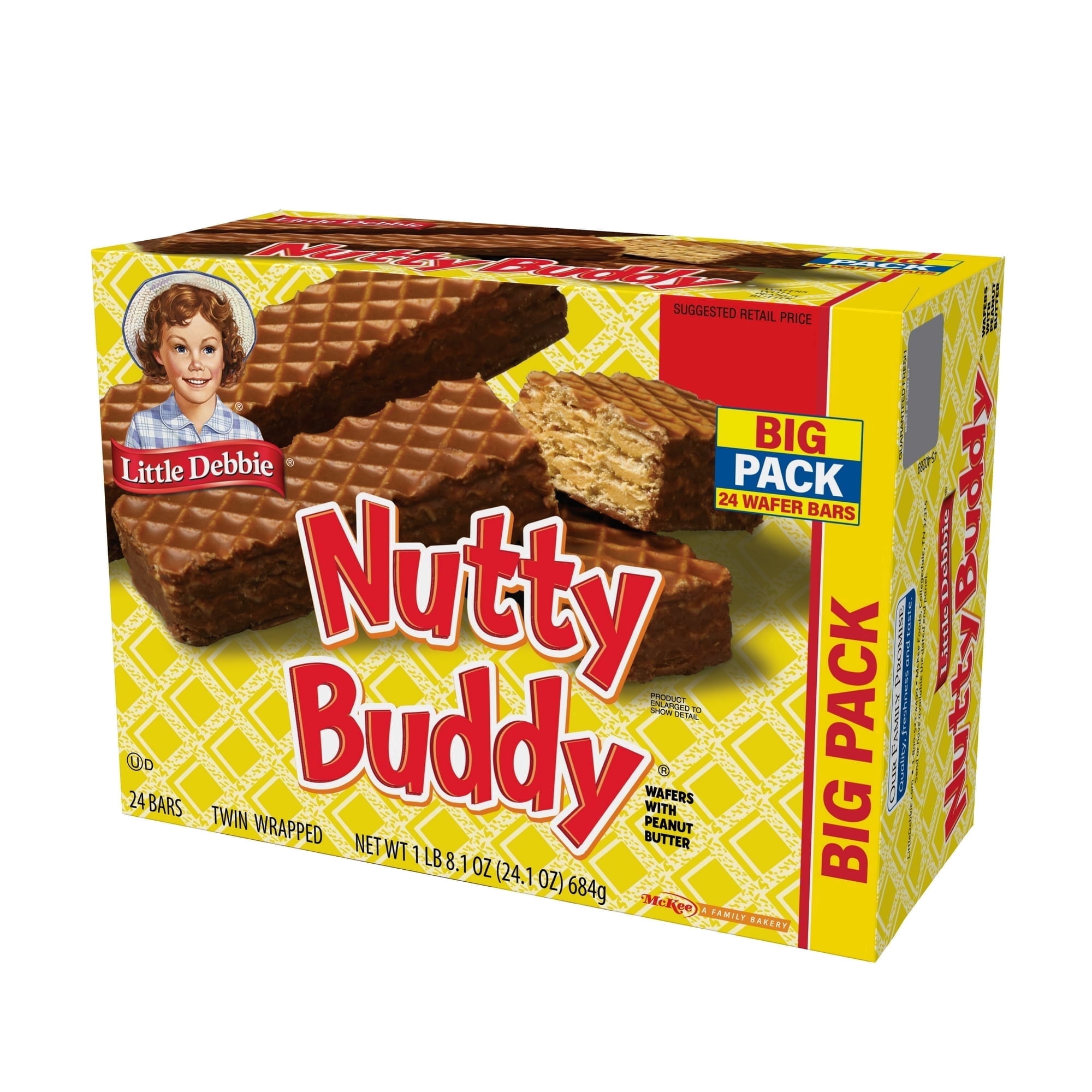 Little Debbie Big Pack Nuddy Buddy Wafer Bars, 24.1 oz (24 count)