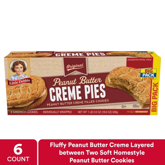 Little Debbie Big Pack Peanut Butter Creme Pies, 18.6 oz