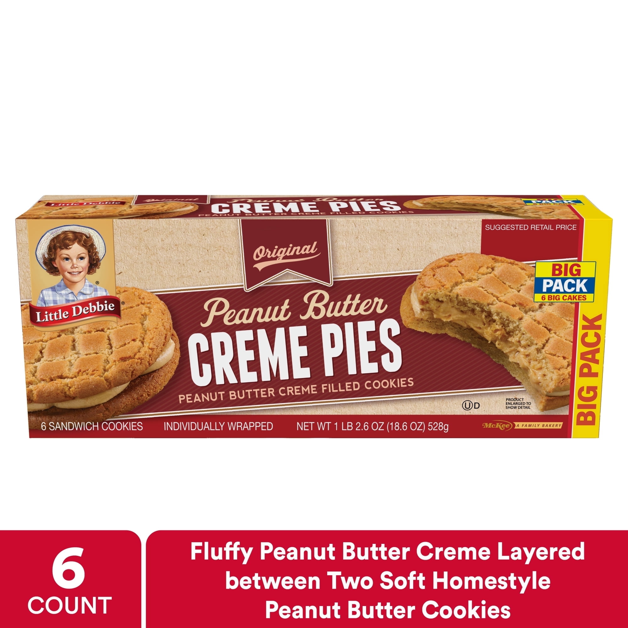 Little Debbie Big Pack Peanut Butter Creme Pies, 18.6 oz