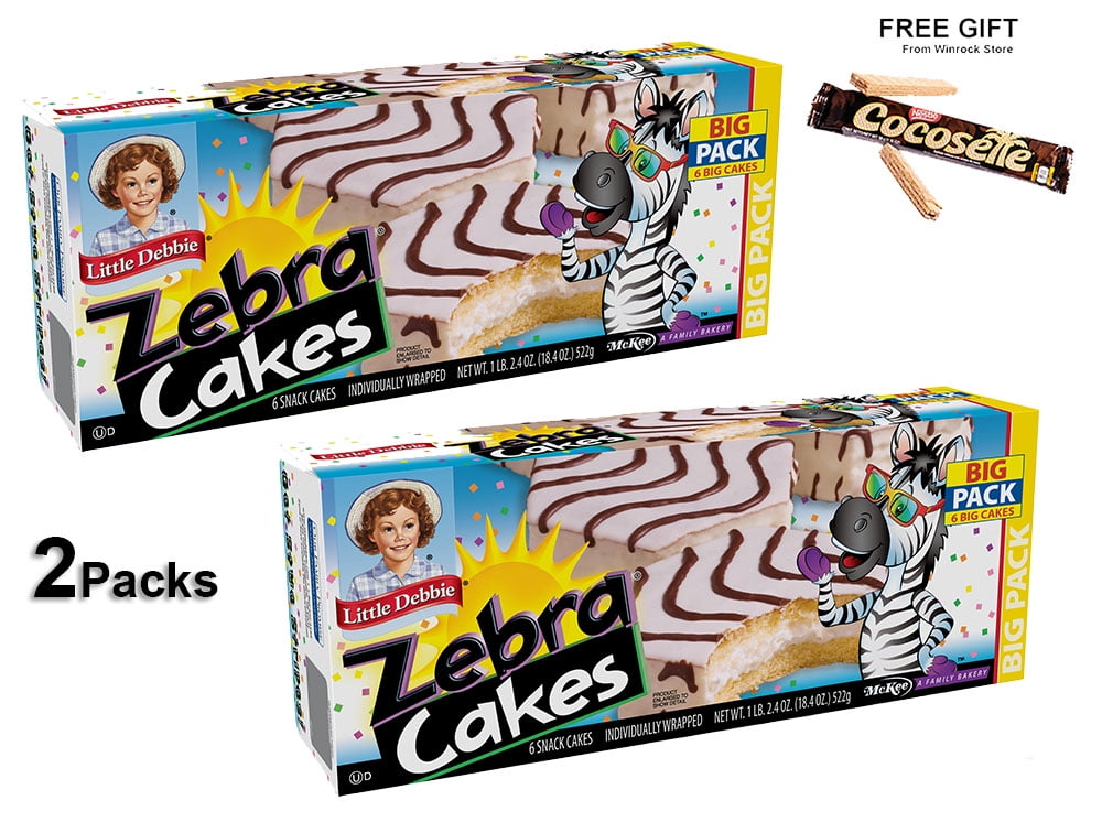 Little Debbie Big Pack Zebra Cakes, 6 Individually Wrapped Cakes, 16 oz. (2 Packs) Free Gift From Winrock Store
