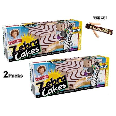 Little Debbie Big Pack Zebra Cakes, 6 Individually Wrapped Cakes, 16 oz. (2 Packs) Free Gift From Winrock Store