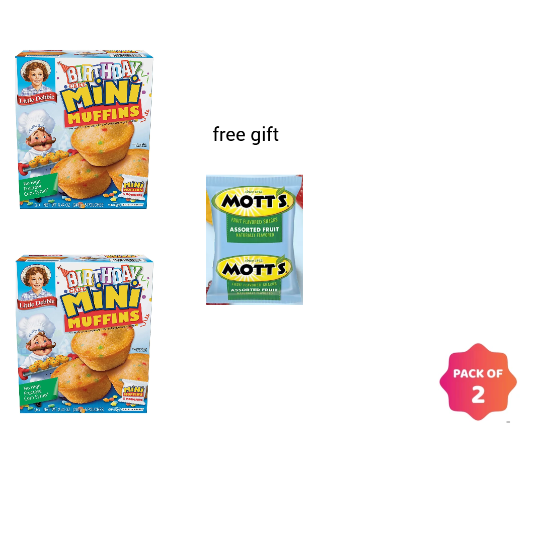 Little Debbie Birthday Cake Mini Muffins 5 Individual Pouches, 20 Mini Muffins Total pack of 2