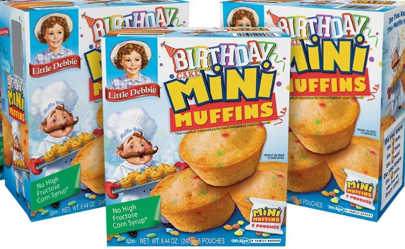 Little Debbie Birthday Cake Mini Muffins 5 Individual Pouches, 20 Mini