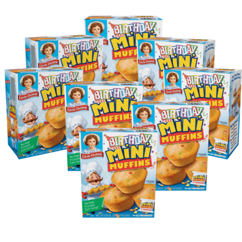 Little Debbie Birthday Cake Mini Muffins, 4 Boxes, 20 Mini Muffin Pouches, 8.44 Ounce (Pack of 4)
