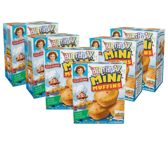 Little Debbie Birthday Cake Mini Muffins, 6 Boxes, 5 Pouches Per Box