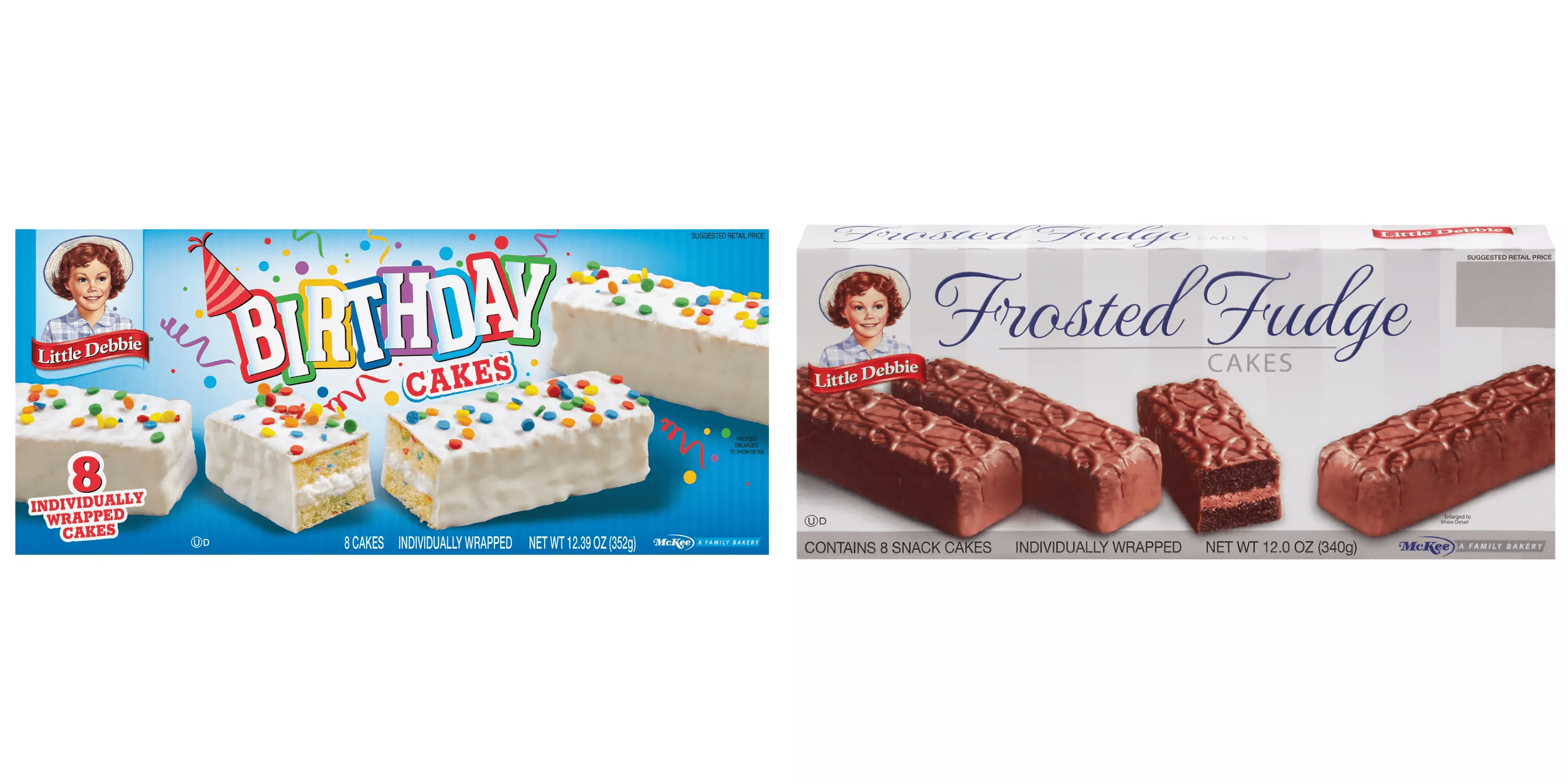 Little Debbie Raspberry Cakes Little Debbie Birthday Cakes, 8 ct&Little Debbie Frosted Fudge Cakes, 8 ...