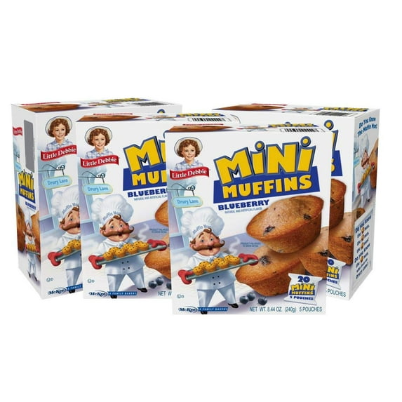 Little Debbie Blueberry Mini Muffins, 20 Travel Pouches Of Bite Size Muffins Baked With Real Blueberries (4 Boxes)