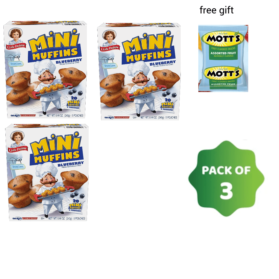 Little Debbie Blueberry Mini Muffins, Breakfast Muffins, 9.75 Ounce, 5 Mini Pouches pack of 3