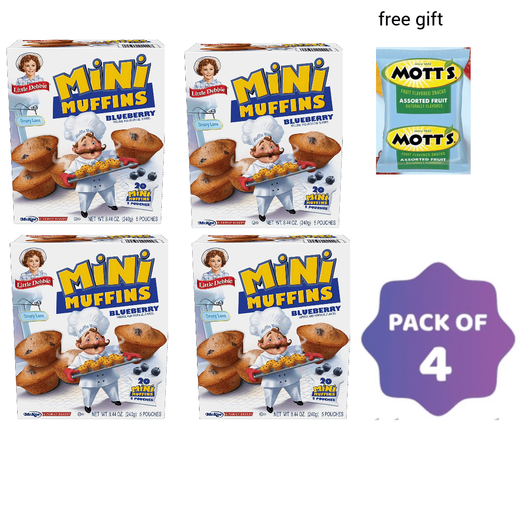 Little Debbie Blueberry Mini Muffins, Breakfast Muffins, 9.75 Ounce, 5 Mini Pouches pack of 4