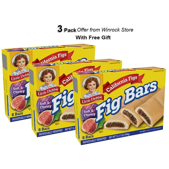 Little Debbie California Fig Soft & Chewy Bars, 8 Counts 12.11 oz. (3 Packs) Free Gift from Winrock Store