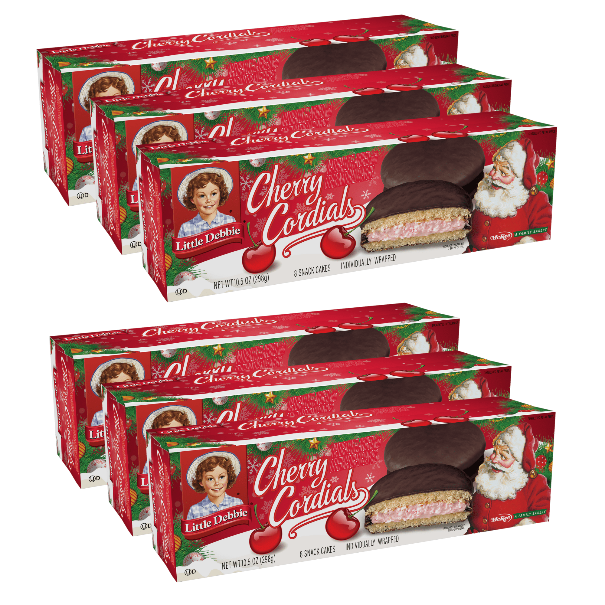 Little Debbie Cherry Cordials, 6 Boxes, 48 Individually Wrapped Snack