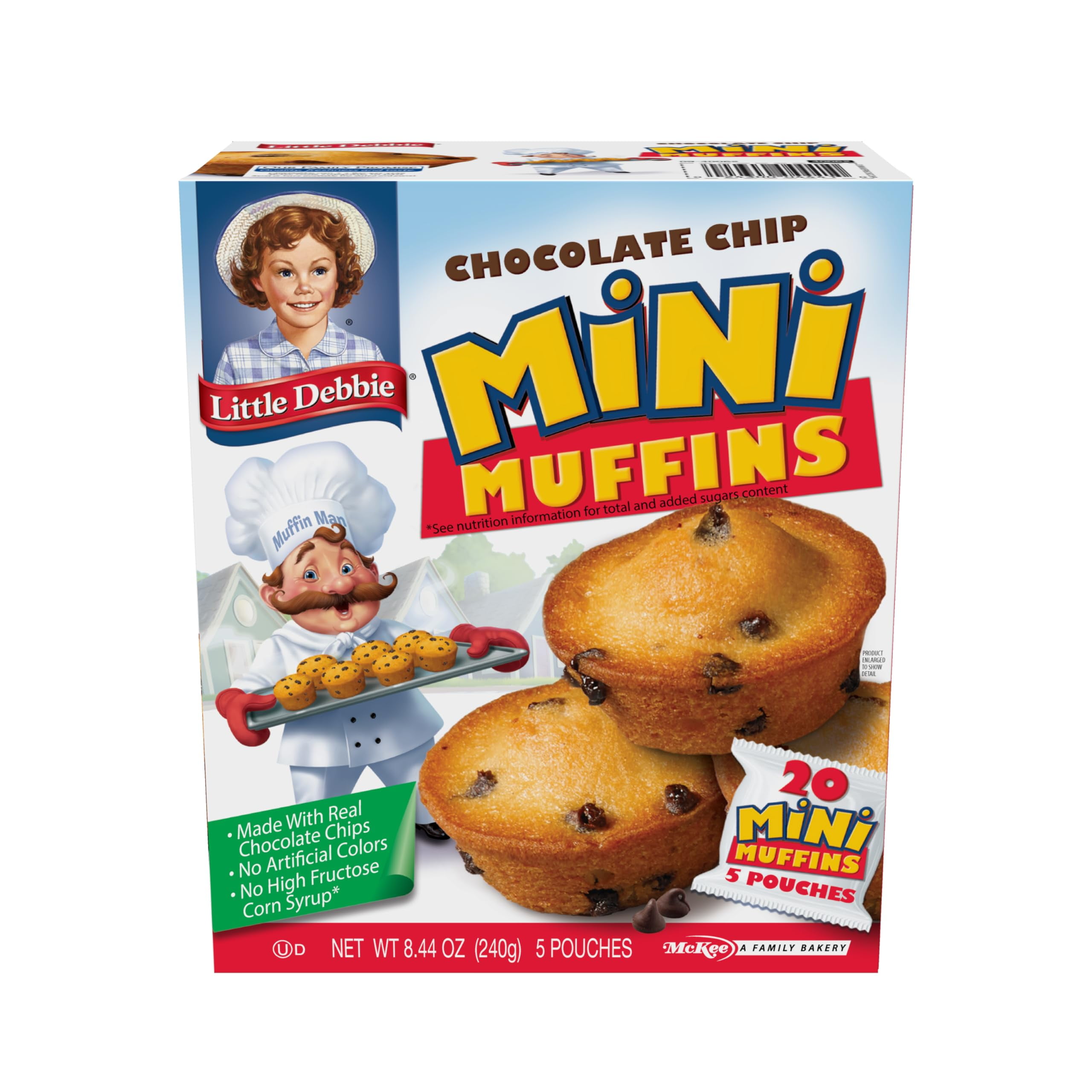 Little Debbie Chocolate Chip Mini Muffins, 5 Pouches, 8.44 Oz Box Packaging May Vary - Pack of 2