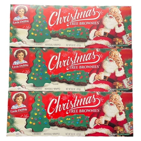 Little Debbie Chocolate Christmas Tree Brownies, Individually Wrapped, 5 Count, 3 Boxes