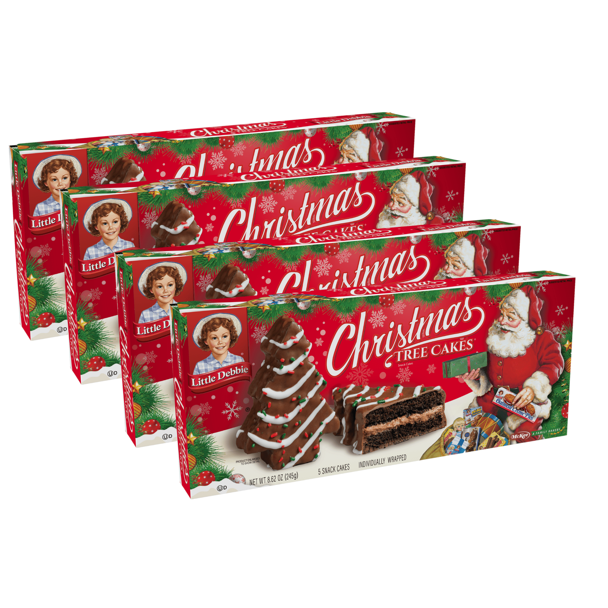 Little Debbie Chocolate Christmas Tree Cakes, 4 Boxes, 20 Individually Wrapped Snack Cakes