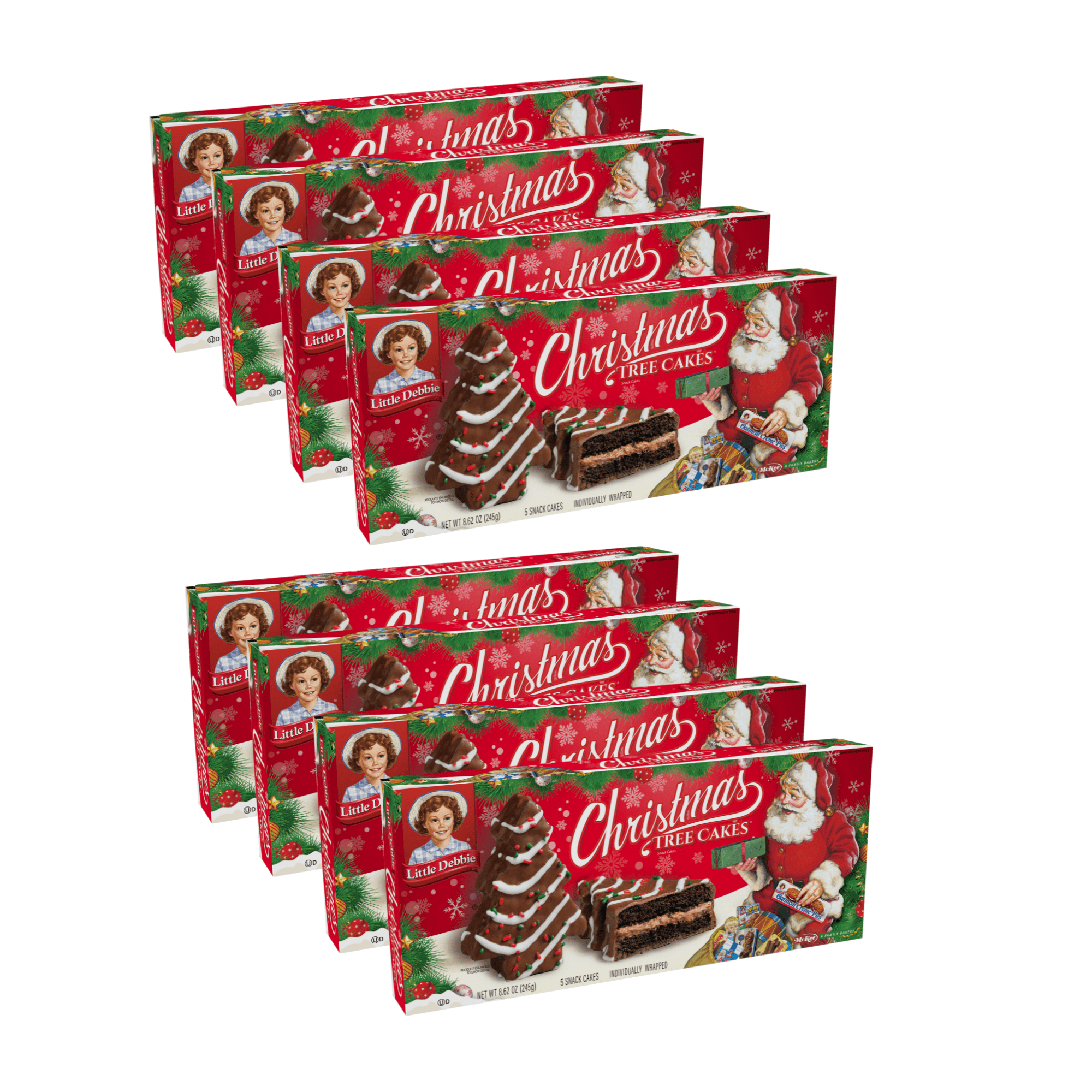 Little Debbie Chocolate Christmas Tree Cakes, 8 Boxes, 40 Individually Wrapped Snack Cakes