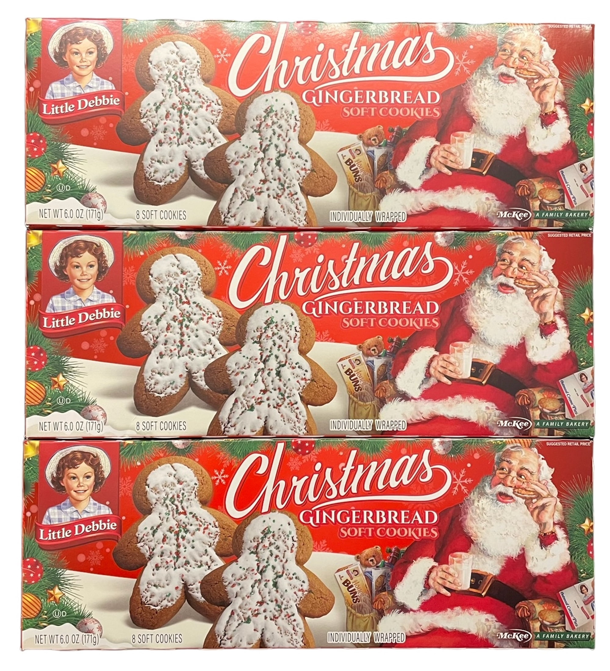 Little Debbie Christmas Gingerbread Soft Cookies, Individually Wrapped ...