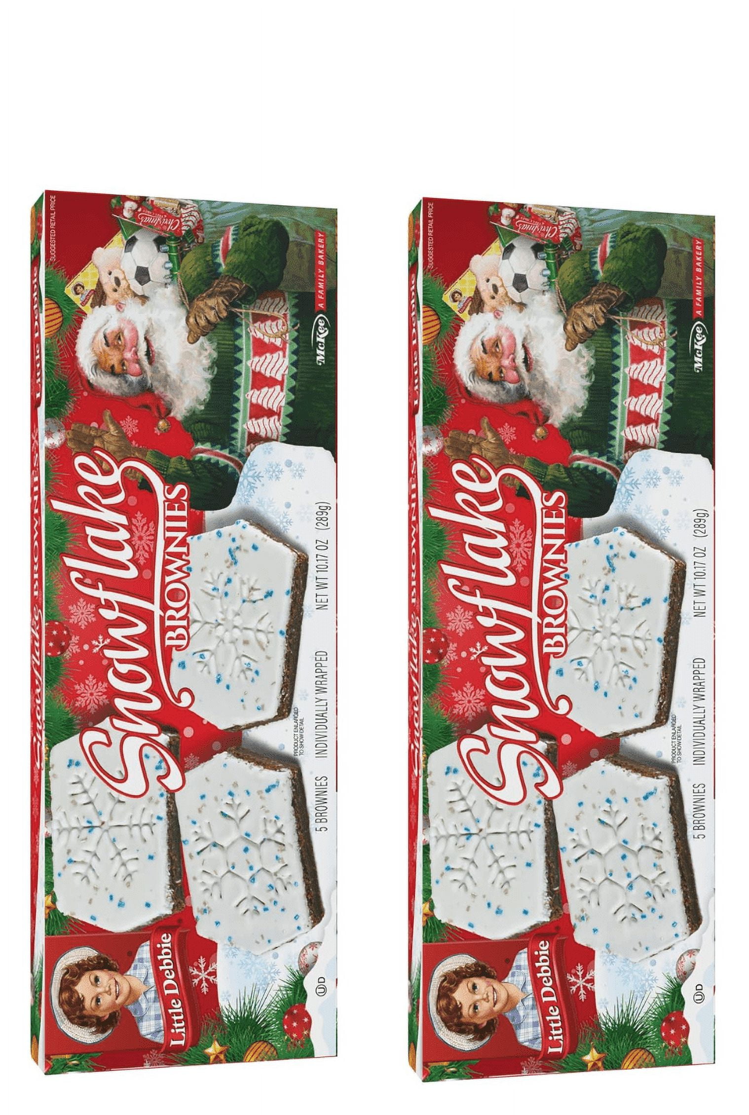 Little Debbie Christmas Seasonal Snack Cakes 1 Boxes Snowflake Brownies pack of 2